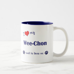 Ik hou van mijn Wee-Chon (Mannelijke hond) Tweekleurige Koffiemok