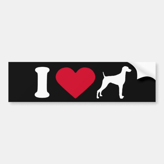 "Ik hou van mijn Weimaraner" Bumpersticker (Voorkant)