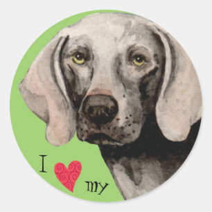 Ik hou van mijn Weimaraner Ronde Sticker