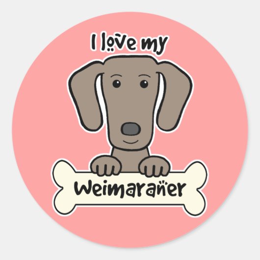 Ik hou van mijn weimaraner ronde sticker (Voorkant)