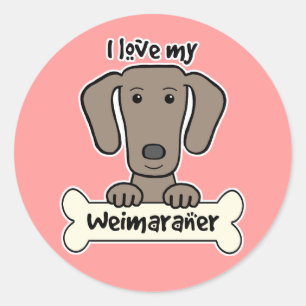 Ik hou van mijn weimaraner ronde sticker