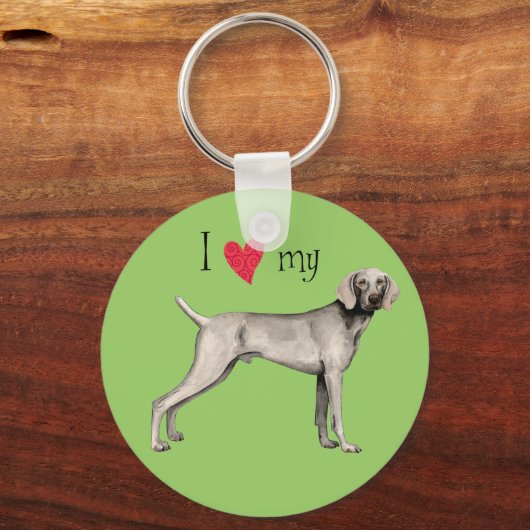 Ik hou van mijn Weimaraner Sleutelhanger (Voorkant)