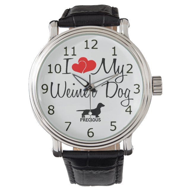 Ik hou van mijn Weiner Dog Horloge (Voorkant)