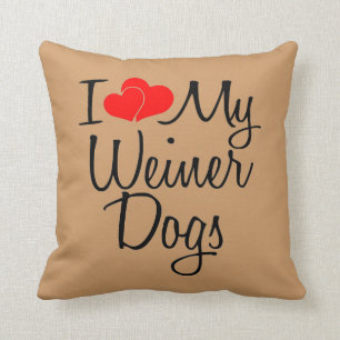 Ik hou van mijn Weiner honden Kussen