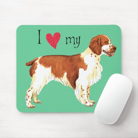 Ik hou van mijn Welsh Springer Spaniel Muismat (Met muis)