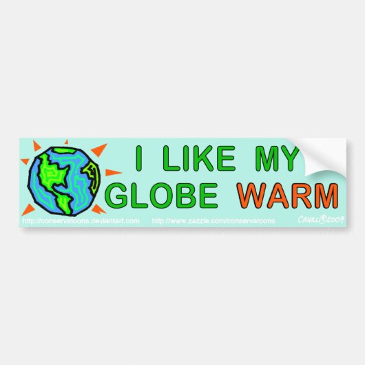 Ik hou van mijn wereldbol warm bumpersticker (Voorkant)
