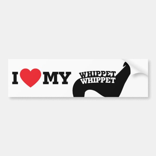 Ik hou van mijn Whippet Bumpersticker (Voorkant)