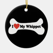 Ik hou van mijn Whippet - Dog Bone Keramisch Ornament (Voorkant)