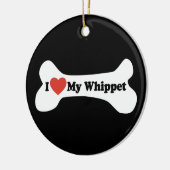 Ik hou van mijn Whippet - Dog Bone Keramisch Ornament (Links)