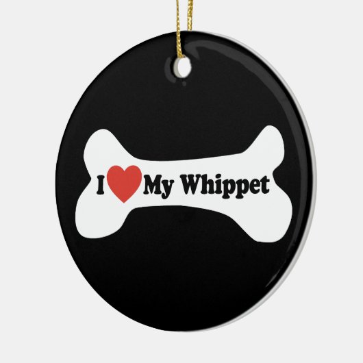 Ik hou van mijn Whippet - Dog Bone Keramisch Ornament (Links)