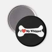 Ik hou van mijn Whippet - Dog Bone Magneet (Voorkant / Achterkant)