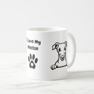 Ik hou van mijn WHIPPET Dog Name Paw Print Koffiemok