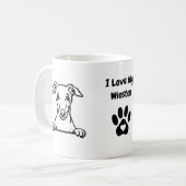 Ik hou van mijn WHIPPET Dog Name Paw Print Koffiemok (Voorkant links)
