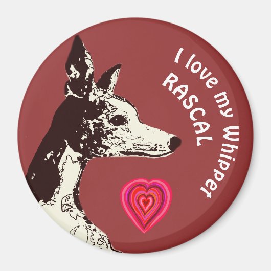 Ik hou van mijn Whippet Magneet (Voorkant)