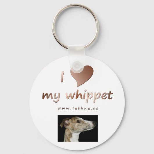 Ik hou van mijn whippet sleutelketen sleutelhanger (Voorkant)