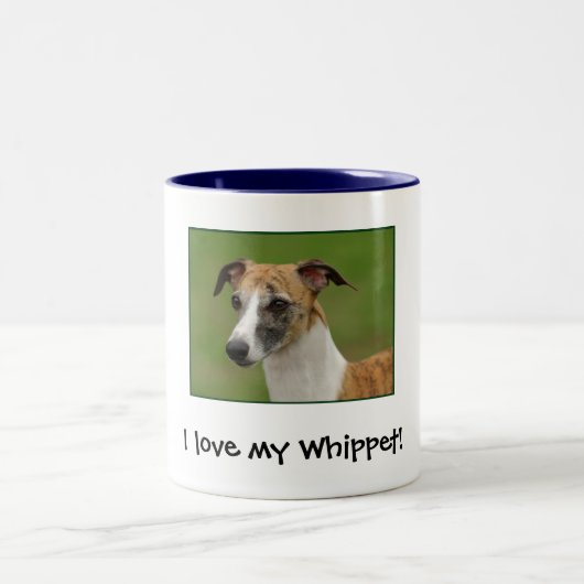 Ik hou van mijn Whippet! Tweekleurige Koffiemok (Center)