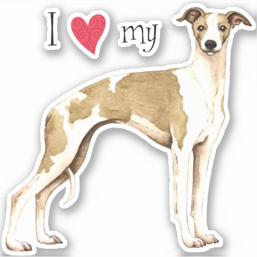 Ik hou van mijn Whippet Vinyl Sticker (Voorkant)