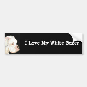 Ik hou van mijn White Boxer Dog Art Bumpersticker