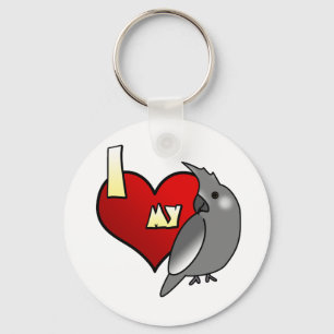 Ik hou van mijn Whiteface Cockatiel Sleutelhanger