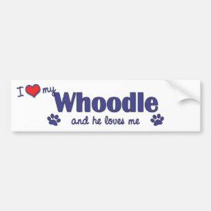 Ik hou van mijn Whoodle (Mannelijke hond) Bumpersticker