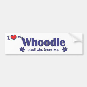 Ik hou van mijn Whoodle (Vrouw Dog) Bumpersticker