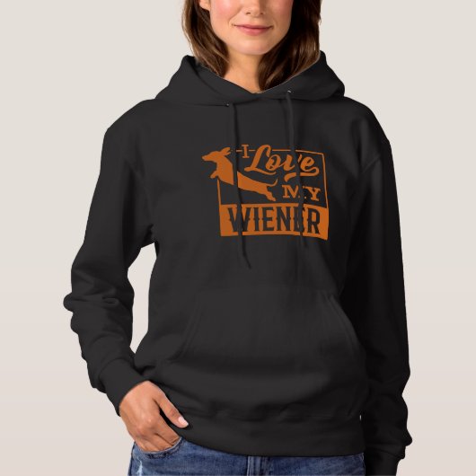 Ik hou van mijn Wiener Funny Dachshund Weiner Hond Hoodie (Voorkant)