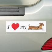 Ik hou van mijn Wiener hond Bumpersticker (Op auto)