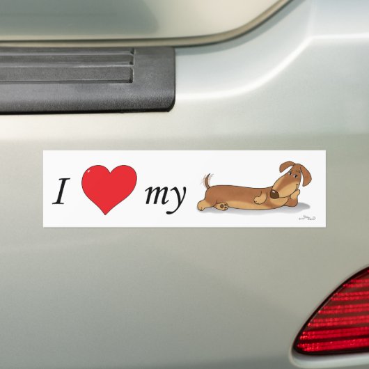 Ik hou van mijn Wiener hond Bumpersticker (Op auto)