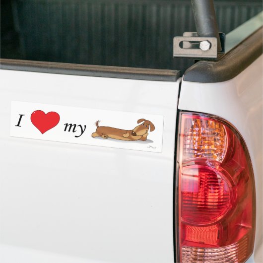 Ik hou van mijn Wiener hond Bumpersticker (Op Truck)