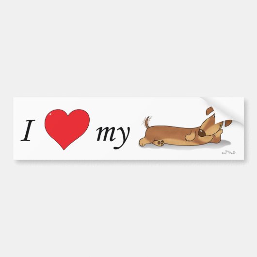 Ik hou van mijn Wiener hond Bumpersticker (Voorkant)