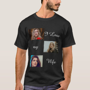 Ik hou van mijn Wife Aangepast 3 Foto Collage Foto T-shirt