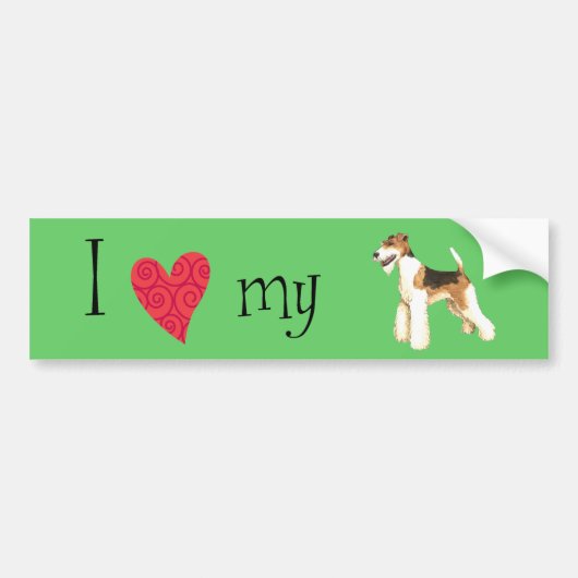 Ik hou van mijn Wire Fox Terrier Bumpersticker (Voorkant)