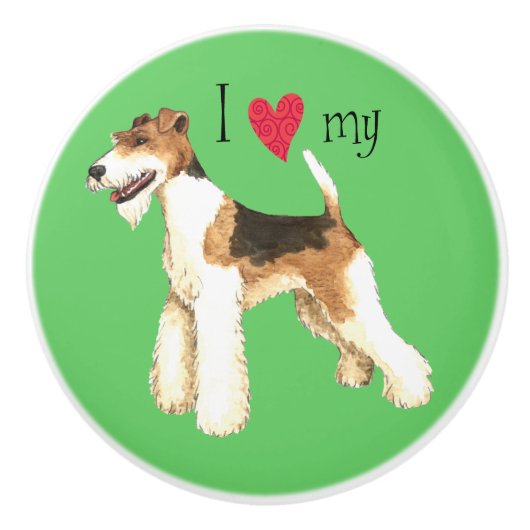 Ik hou van mijn Wire Fox Terrier Keramische Knop (Voorkant)