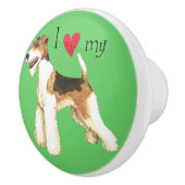 Ik hou van mijn Wire Fox Terrier Keramische Knop (Rechts)
