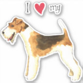 Ik hou van mijn Wire Fox Terrier Vinyl Sticker (Voorkant)