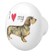 Ik hou van mijn Wirehaered Dachshund Keramische Knop (Rechts)