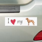 Ik hou van mijn Wirehaered Vizsla Bumpersticker (Op auto)