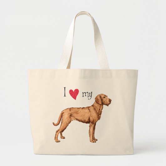 Ik hou van mijn Wirehaered Vizsla Grote Tote Bag (Voorkant)