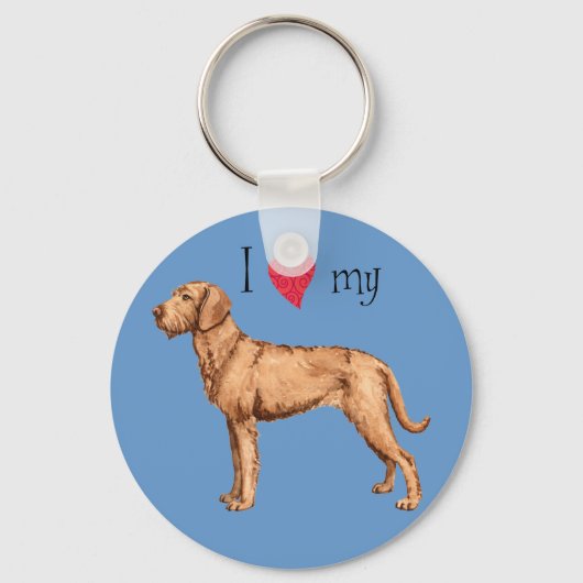 Ik hou van mijn Wirehaered Vizsla Sleutelhanger (Voorkant)