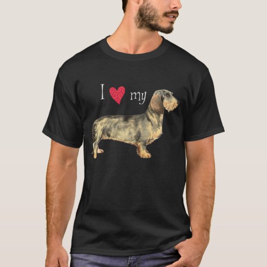 Ik hou van mijn Wirehaire Dachshund T-shirt (Voorkant)