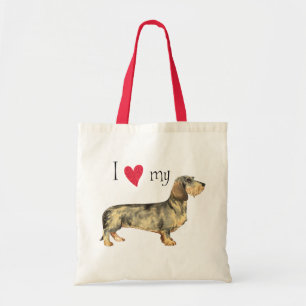 Ik hou van mijn Wirehaire Dachshund Tote Bag