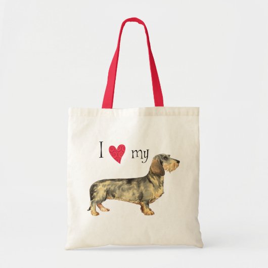 Ik hou van mijn Wirehaire Dachshund Tote Bag (Voorkant)
