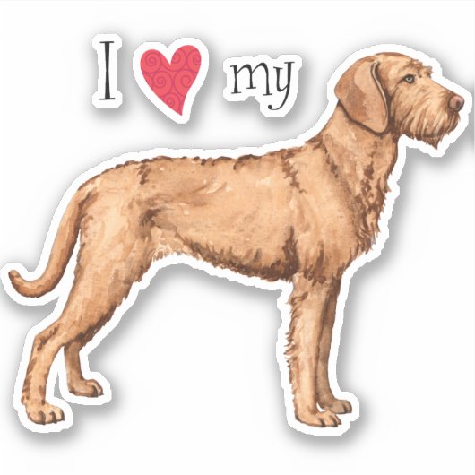 Ik hou van mijn Wirehaired Vizsla Vinyl Sticker (Voorkant)