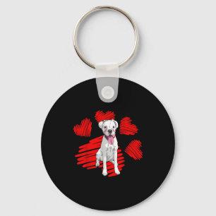 Ik hou van mijn witte Boxer hond Poot Hart Valenti Sleutelhanger