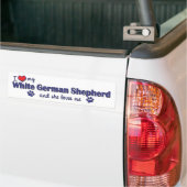 Ik hou van mijn witte duitse herder (Vrouw hond) Bumpersticker (Op Truck)