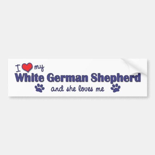 Ik hou van mijn witte duitse herder (Vrouw hond) Bumpersticker (Voorkant)