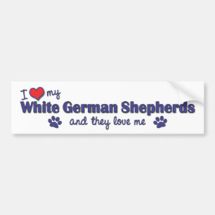 Ik hou van mijn witte Duitse herders (meervoudige  Bumpersticker