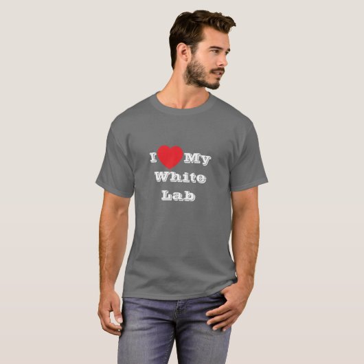 Ik hou van mijn witte lab t-shirt (Voorkant volledig)