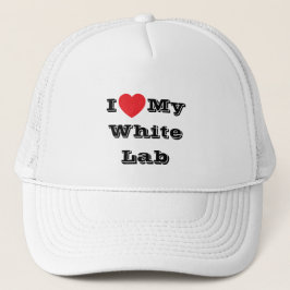 Ik hou van mijn witte lab trucker pet