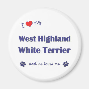 Ik hou van mijn witte terrier aan de westkant van  magneet